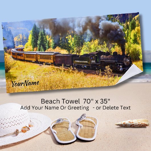 Serviette De Plage Locomotive - Ajouter Votre Nom -