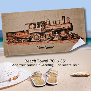Serviette De Plage Locomotive - Ajouter Votre Nom -