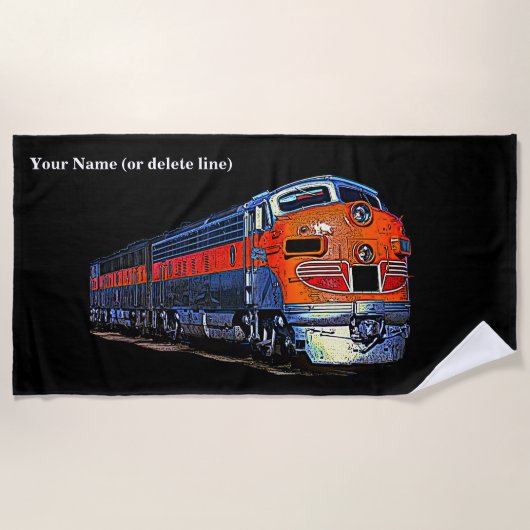 Serviette De Plage Locomotive Diesel Orange F7 - Ajouter un nom (Devant)