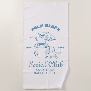 Serviette De Plage Logo Club Social de Plage Retro Luxe Enterrement d
