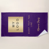 Serviette De Plage Logo commercial de signature de nom pourpre (Devant)