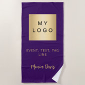 Serviette De Plage Logo commercial de signature de nom pourpre (Devant)