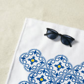 Serviette De Plage Logo de carreau méditerranéen au citron à l'aquare (En situation)