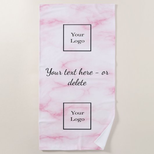 Serviette De Plage Logo de l'entreprise en marbre rose clair (Devant)