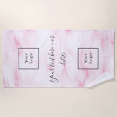 Serviette De Plage Logo de l'entreprise en marbre rose clair (Devant)