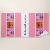 Serviette De Plage Logo de l'entreprise photo collage rose blanc (Devant)