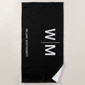 Serviette De Plage Logo de marque noire | Entreprise (Devant)