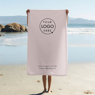 Serviette De Plage Logo d'entreprise   Blush Pink Professional Modern