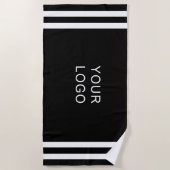 Serviette De Plage Logo d'entreprise professionnelle moderne noir (Devant)