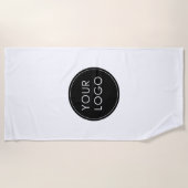Serviette De Plage Logo d'entreprise simple minimal blanc (Devant)