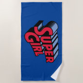 Serviette De Plage Logo du nom empilé de la superfille rouge et bleue (Devant)