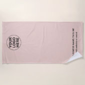 Serviette De Plage Logo et texte promotionnels Blush Pink Business (Devant)