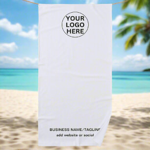 Serviette De Plage Logo et texte promotionnels pour entreprise en noi