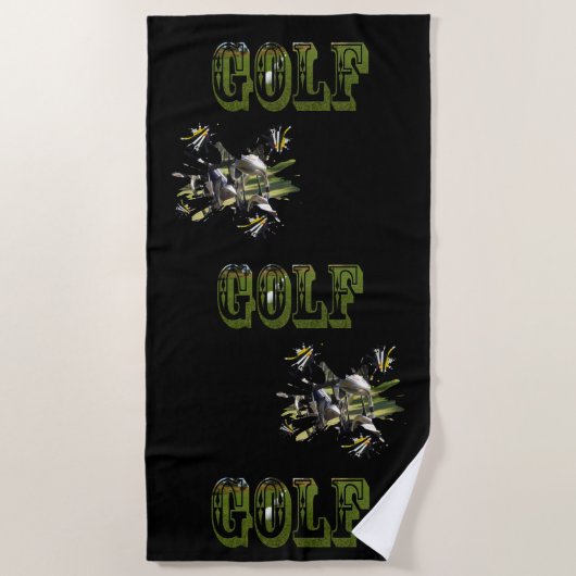Serviette De Plage logo Green Dimensional Golf Picture, (Devant)