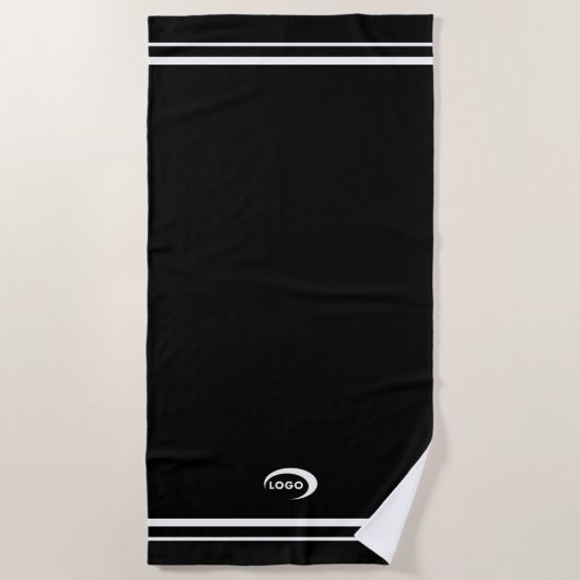 Serviette De Plage Logo noir moderne (Devant)