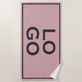 Serviette De Plage Logo personnalisé sur Dusty Rose avec cadre (Devant)