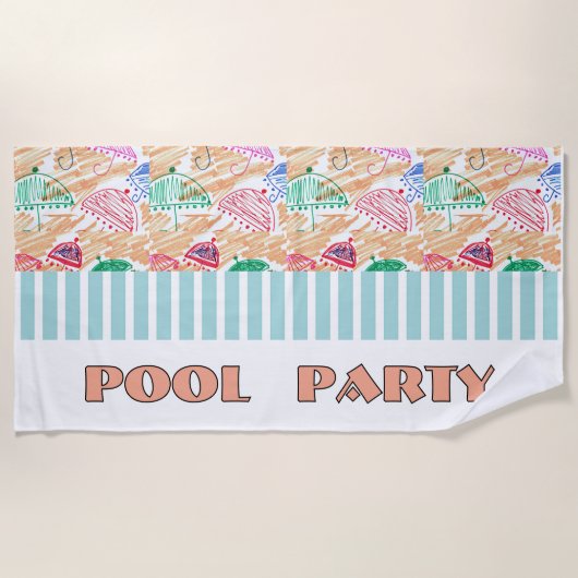 Serviette De Plage Logo POOL PARTY (Devant)