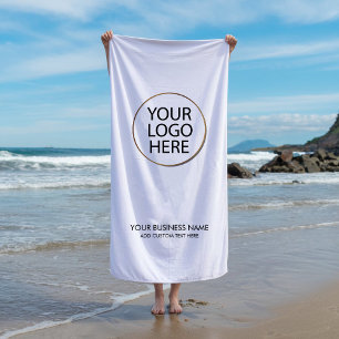 Serviette De Plage Logo professionnel et entreprise de texte Blanc
