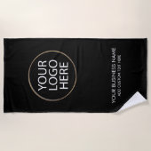 Serviette De Plage Logo professionnel et entreprise de texte noir (Devant)