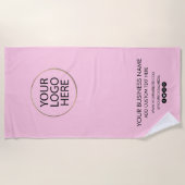 Serviette De Plage Logo professionnel et entreprise de texte rose (Devant)