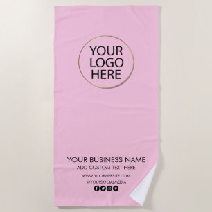 Serviette De Plage Logo professionnel et entreprise de texte rose