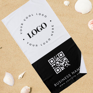 Serviette De Plage Logo professionnel personnalisé QR Code et texte p