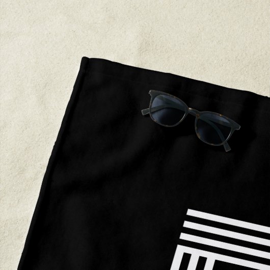 Serviette De Plage Logo rectangulaire moderne noir et blanc (En situation)
