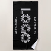 Serviette De Plage Logo rectangulaire moderne noir et blanc (Devant)
