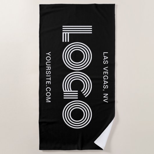 Serviette De Plage Logo rectangulaire moderne noir et blanc (Devant)