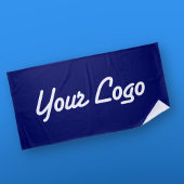 Serviette De Plage Logo remplaçable Ajouter votre propre logo | bleu