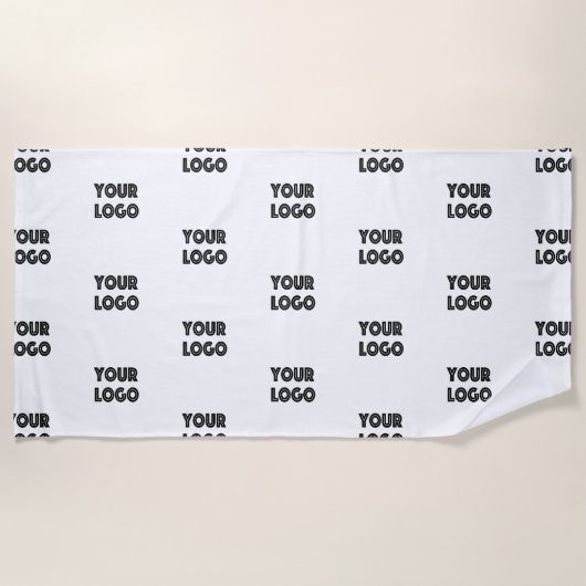 Serviette De Plage Logo simple à répéter | Blanc (Devant)