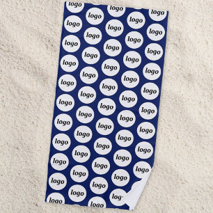 Serviette De Plage Logo simple Motif Business Promotion Marine Blue