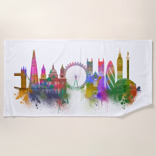 Serviette De Plage Londres Skyline - Rainbow (Devant)