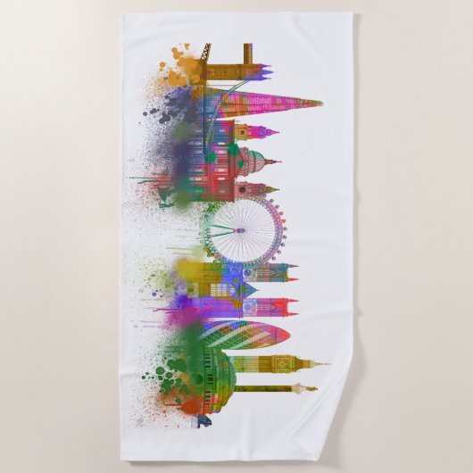 Serviette De Plage Londres Skyline - Rainbow (Devant)