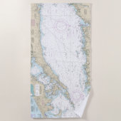 Serviette De Plage Long Island Sound Partie Est Carte Nautique (Devant)