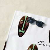 Serviette De Plage Long Tonnerre de Masque Tiki (En situation)