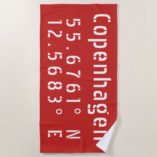 Serviette De Plage Longitude de la Latitude de Copenhague (Devant)