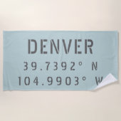 Serviette De Plage Longitude de la latitude de Denver (Devant)