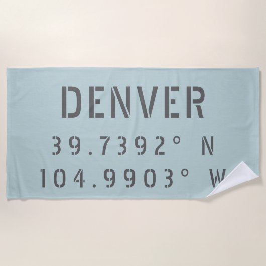 Serviette De Plage Longitude de la latitude de Denver (Devant)
