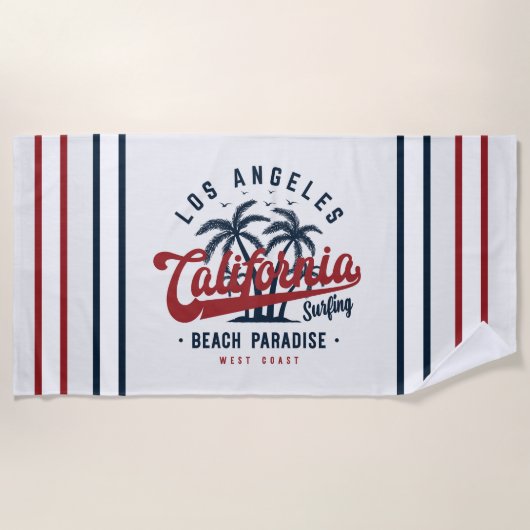 Serviette De Plage Los Angeles California Surfing (Devant)