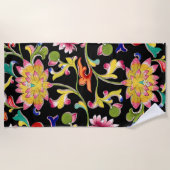 Serviette De Plage Lotus Fleurs et Vins (Devant)