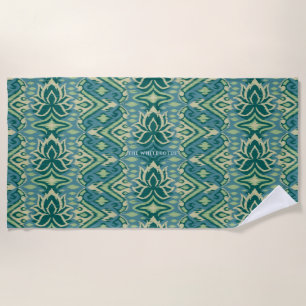 Serviette De Plage Lotus Ikat Motif - Le Lotus Blanc