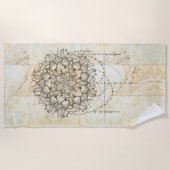 Serviette De Plage Lotus Mandala sur le marbre de Tan (Devant)