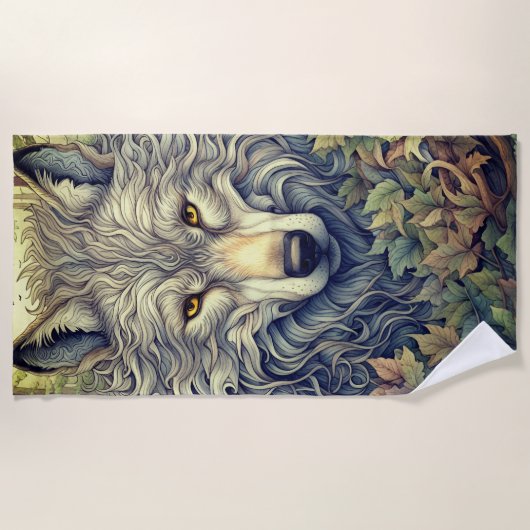 Serviette De Plage Loup Gris (Devant)