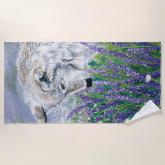 Serviette De Plage Loup Lavande