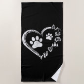 Serviette De Plage Love Camping Chien Empreinte de patte Heart Flip F (Devant)