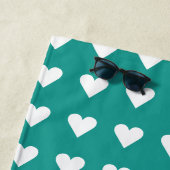 Serviette De Plage Love Coeurs Turquoises Motif Valentine (En situation)