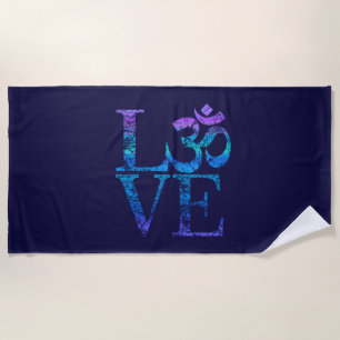 Serviette De Plage LOVE Grunge OM Symbole Spiritualité Yoga