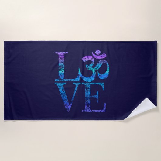 Serviette De Plage LOVE Grunge OM Symbole Spiritualité Yoga (Devant)