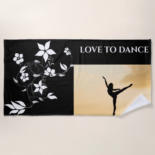 Serviette de plage "LOVE TO DANCE". (Devant)